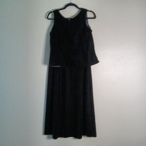 🦋 Talbots Petites Velvet Black Maxi Skirt Vest Suit Size 10